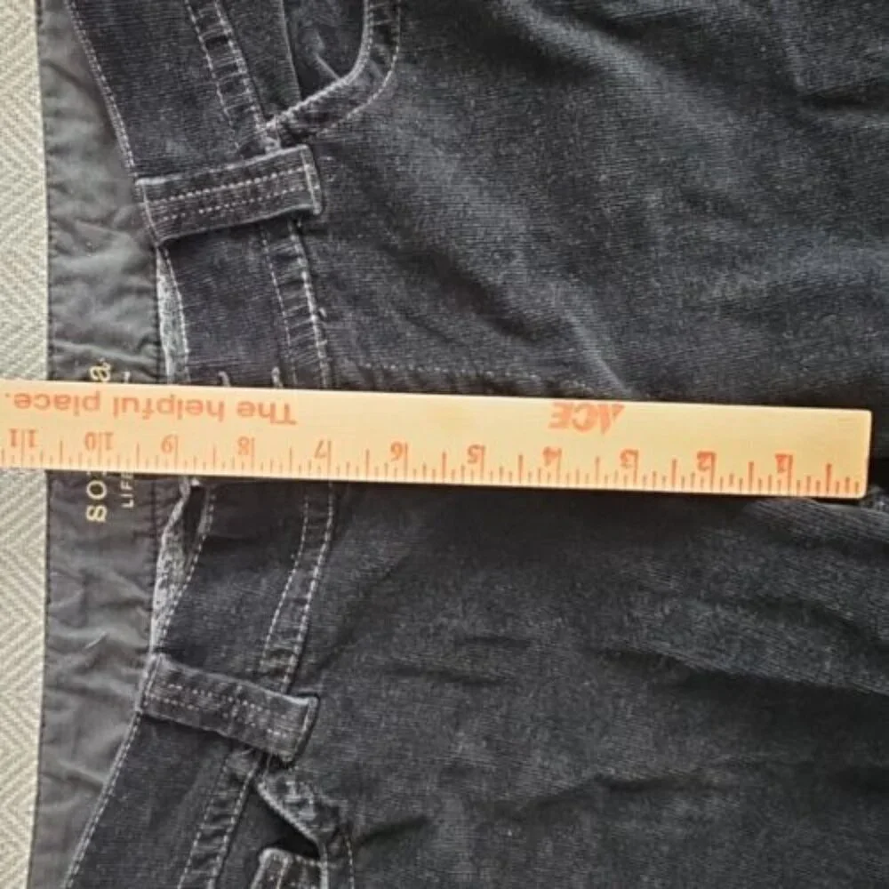 Sonoma Corduroy Pants Women's 10 Average (34x32) Black Boot Cut Brown Flap‎ Pkt